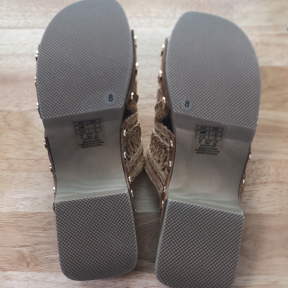 Kelsi Dagger Natural Woven Slide Mules with Brown Accents - Picture 6 of 9